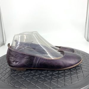 Bed Stu Women's Dark Purple Leather Ballet Flats